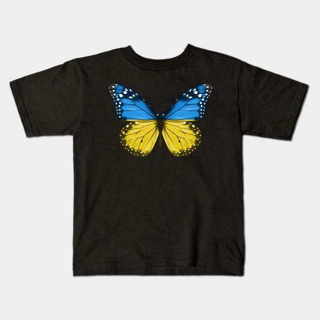 Ukrainian Flag  Butterfly - Gift for Ukrainian From Ukraine Kids T-Shirt by Country Flags